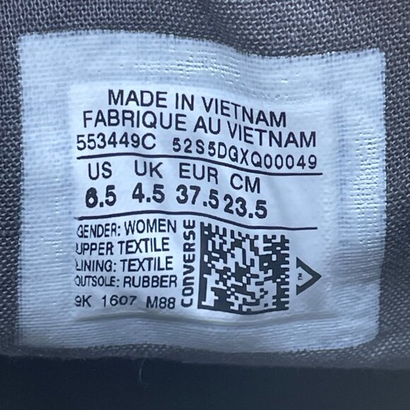 Converse Women’s Gray & White Canvas All Star Lace-Up High-Top Sneakers Size 6.5 - Picture 6 of 8